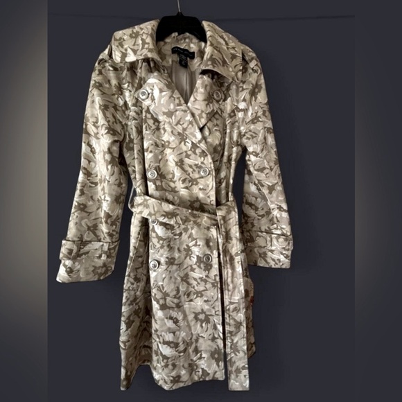 New York & Company Trench Coat Womens Long Army Colors Sz 10 M Cotton Gr… - Picture 4 of 17